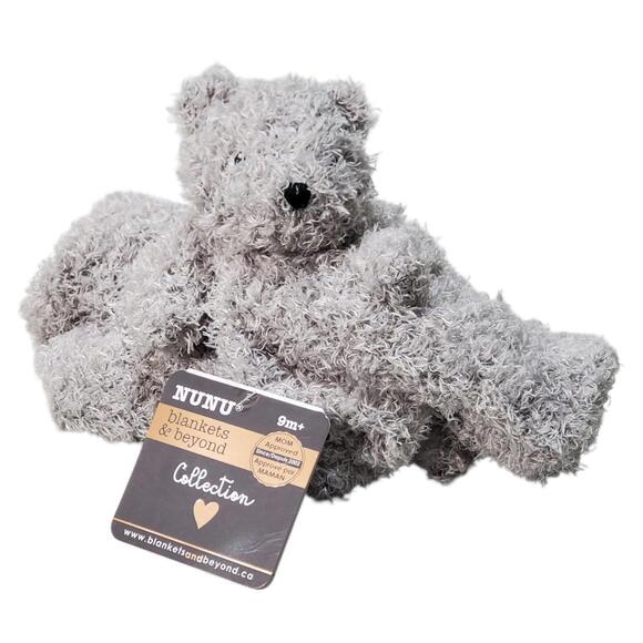 Blankets and Beyond Gray Bear Lovey Baby Security Comfort Plush 13" x 13" - Picture 1 of 11